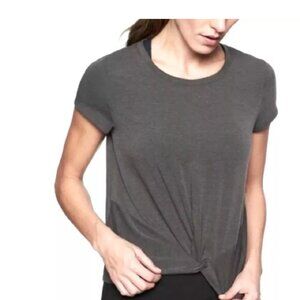 Athleta Essence Twist Tee Top Heather Gray Short Sleeves 291870